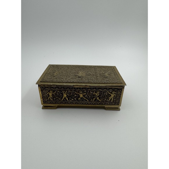 Vintage Brass Jewelry Music Box Music Does Work - Picture 7 of 8